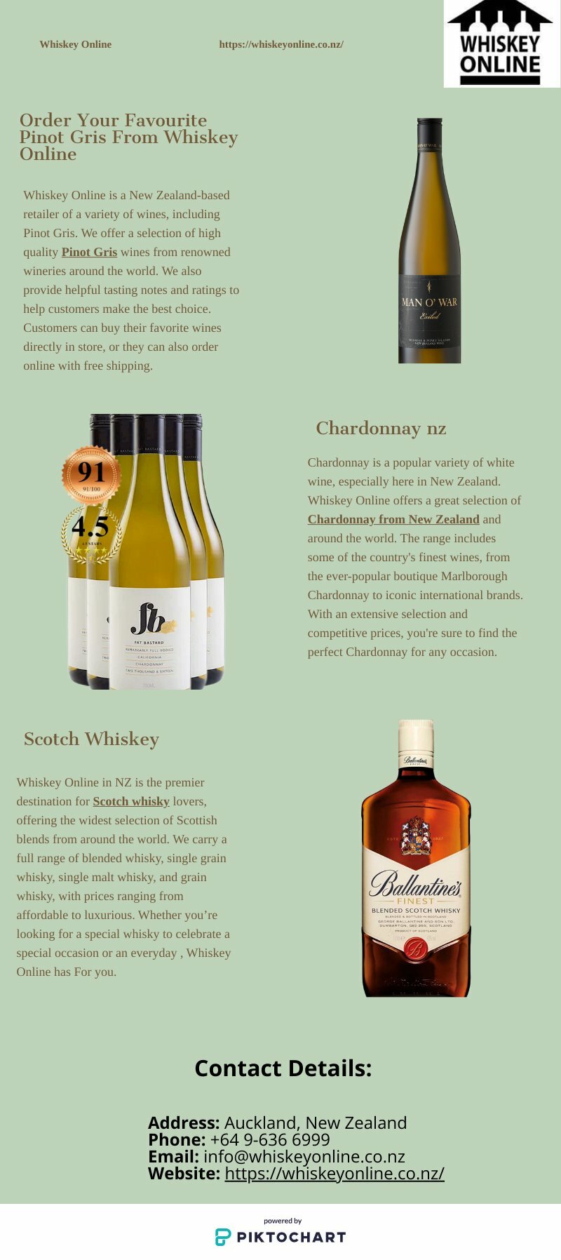 Order Your Favourite Pinot Gris From Whiskey Online | Piktochart Visual Editor